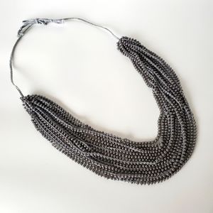 New multistrand glass seed bead necklace dark grey